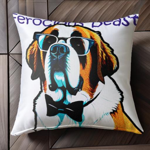 メガネ セントバーナード 蝶ネクタイ クッションカバー 45×45cm アニマル柄 おしゃれ 可愛い クッション本体付き 正方形 犬ファン