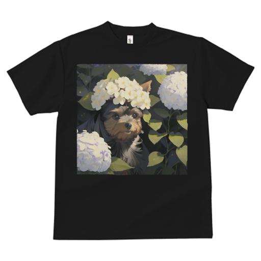 Tシャツ レディース 犬ファン 半袖 春夏 犬柄 プリント カジュアル かわいい 人間用 フィットネス ダンス 花 ヨークシャーテリア 葉