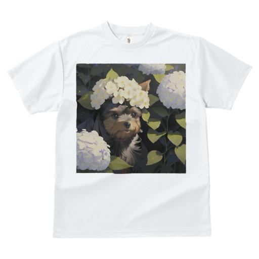 Tシャツ レディース 犬ファン 半袖 春夏 犬柄 プリント カジュアル かわいい 人間用 フィットネス ダンス 花 ヨークシャーテリア 葉