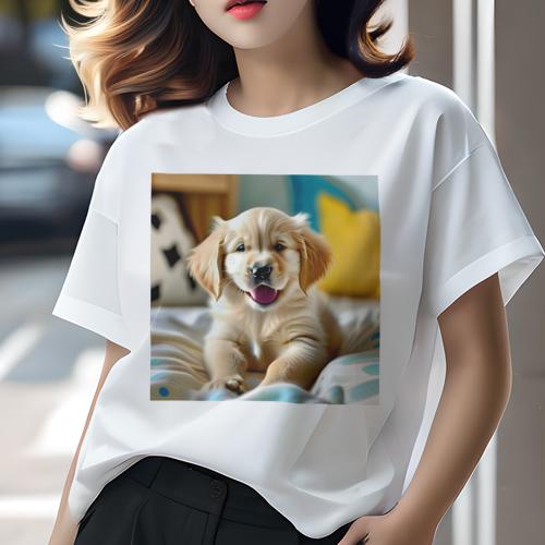 Tシャツ レディース 犬ファン 半袖 春夏 犬柄 プリント カジュアル かわいい 人間用 フィットネス ダンス クッション ゴールデンレトリバー Tシャツ レディース 犬ファン 半袖 春夏 犬柄 プリント カジュアル かわいい 人間用 フィットネス ダンス クッション ゴールデンレトリバー