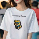 Tシャツ レディース 犬ファン 半袖 春夏 犬柄 プリント カジュアル かわいい 人間用 フィットネス ダンス サングラス ポメラニアン クール(4)