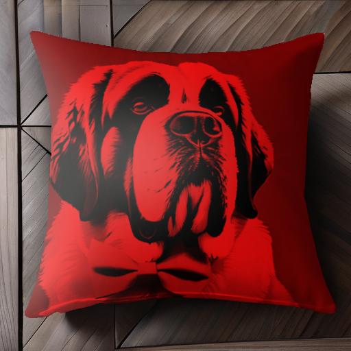 蝶ネクタイ セントバーナード クッションカバー 45×45cm アニマル柄 おしゃれ 可愛い クッション本体付き 正方形 犬ファン