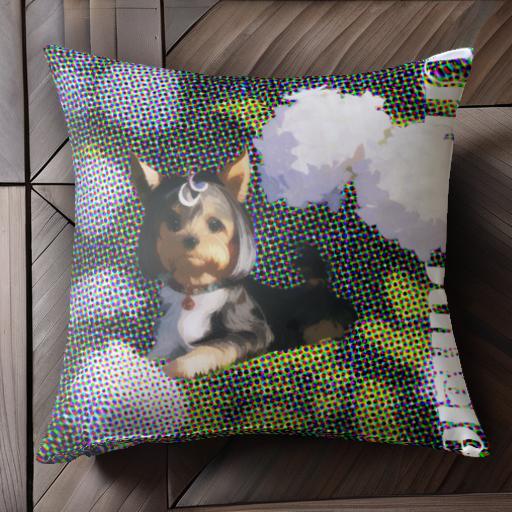 ポンポン ヨークシャーテリア クッションカバー 45×45cm アニマル柄 おしゃれ 可愛い クッション本体付..