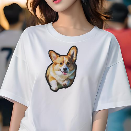 Tシャツ レディース 犬ファン 半袖 春夏 犬柄 プリント カジュアル かわいい 人間用 フィットネス ダンス コーギー Tシャツ レディース 犬ファン 半袖 春夏 犬柄 プリント カジュアル かわいい 人間用 フィットネス ダンス コーギー
