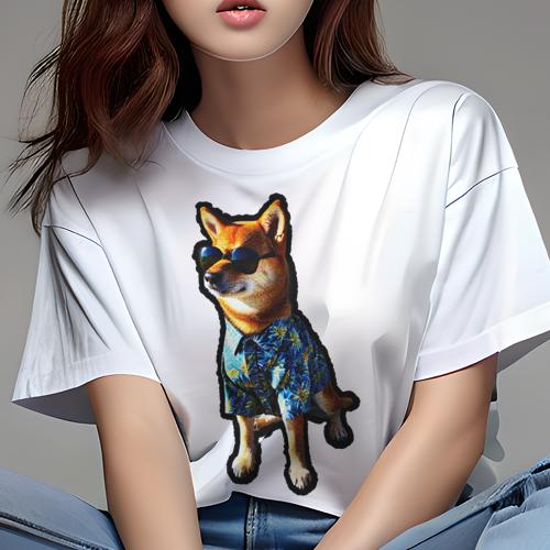 Tシャツ レディース 犬ファン 半袖 春夏 犬柄 プリント カジュアル かわいい 人間用 フィットネス ダンス アロハシャツ 柴犬 サングラス Tシャツ レディース 犬ファン 半袖 春夏 犬柄 プリント カジュアル かわいい 人間用 フィットネス ダンス アロハシャツ 柴犬 サングラス