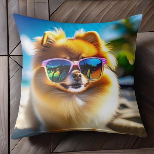 サングラス ポメラニアン ビーチ 海 ヤシの木 クッションカバー 45×45cm アニマル柄 おしゃれ 可愛い クッション本体付き 正方形 犬ファン サングラス ポメラニアン ビーチ 海 ヤシの木 クッションカバー 45×45cm アニマル柄 おしゃれ 可愛い クッション本体付き 正方形 犬ファン