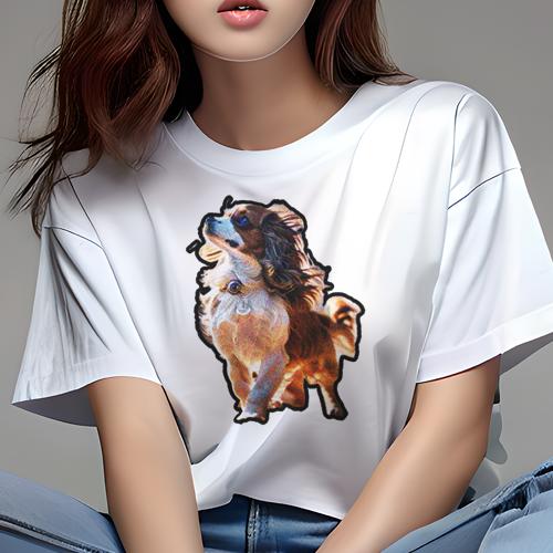 Tシャツ レディース 犬ファン 半袖 春夏 犬柄 プリント カジュアル かわいい 人間用 フィットネス ダンス キャバリア Tシャツ レディース 犬ファン 半袖 春夏 犬柄 プリント カジュアル かわいい 人間用 フィットネス ダンス キャバリア