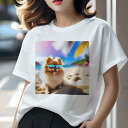 Tシャツ レディース 犬ファン 半袖 春夏 犬柄 プリント カジュアル かわいい 人間用 フィットネス ダンス ビーチ ポメラニアン サングラス 砂浜 海(4)