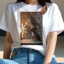 Tシャツ レディース 犬ファン 半袖 春夏 犬柄 プリント カジュアル かわいい 人間用 フィットネス ダンス 光 チワワ 輝き