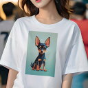 Tシャツ レディース 犬ファン 半袖 春夏 犬柄 プリント カジュアル かわいい 人間用 フィットネス ダンス ミニチュアピンシャー(4)