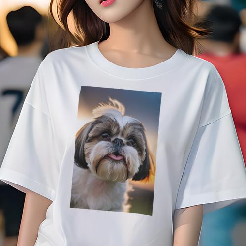 Tシャツ レディース 犬ファン 半袖 春夏 犬柄 プリント カジュアル かわいい 人間用 フィットネス ダン..