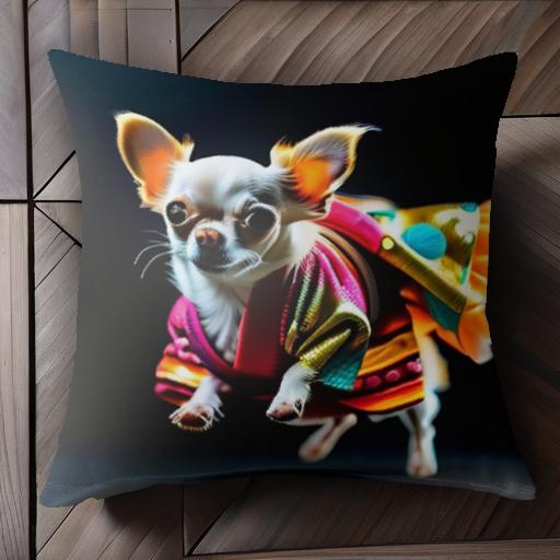 着物 チワワ 和風 カラフル ドッグウェア クッションカバー 45×45cm アニマル柄 おしゃれ 可愛い クッ..