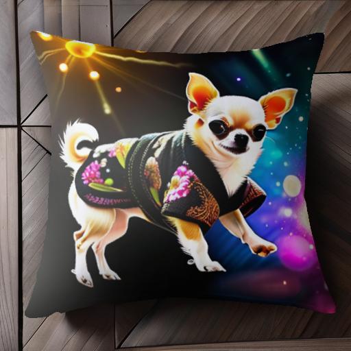 花柄 チワワ 着物 クッションカバー 45×45cm アニマル柄 おしゃれ 可愛い クッション本体付き 正方形 ..