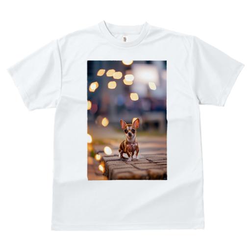 Tシャツ レディース 犬ファン 半袖 春夏 犬柄 プリント カジュアル かわいい 人間用 フィットネス ダンス 背景 チワワ 光 レンガ