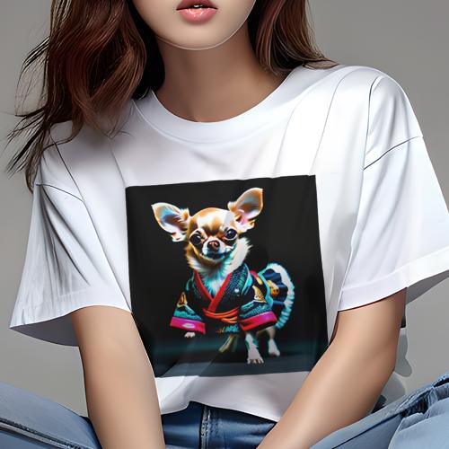 Tシャツ レディース 犬ファン 半袖 春夏 犬柄 プリント カジュアル かわいい 人間用 フィットネス ダンス 着物 チワワ