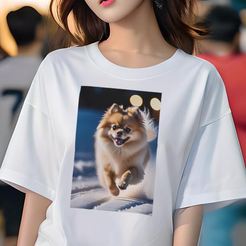 Tシャツ レディース 犬ファン 半袖 春夏 犬柄 プリント カジュアル かわいい 人間用 フィットネス ダンス 雪 ポメラニアン 冬 笑顔 走り Tシャツ レディース 犬ファン 半袖 春夏 犬柄 プリント カジュアル かわいい 人間用 フィットネス ダンス 雪 ポメラニアン 冬 笑顔 走り