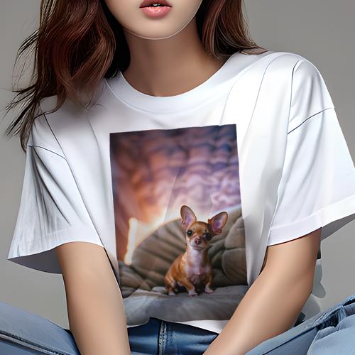Tシャツ レディース 犬ファン 半袖 春夏 犬柄 プリント カジュアル かわいい 人間用 フィットネス ダンス クッション チワワ Tシャツ レディース 犬ファン 半袖 春夏 犬柄 プリント カジュアル かわいい 人間用 フィットネス ダンス クッション チワワ