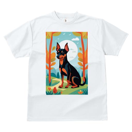 Tシャツ メンズ キッズ 犬ファン 半袖 春夏 犬柄 プリント カジュアル かわいい 人間用 フィットネス ダンス 月 ミニチュアピンシャー 木 風景
