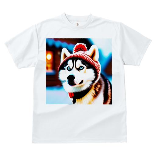 Tシャツ レディース 犬ファン 半袖 春夏 犬柄 プリント カジュアル かわいい 人間用 フィットネス ダンス 帽子 シベリアンハスキー 冬 雪