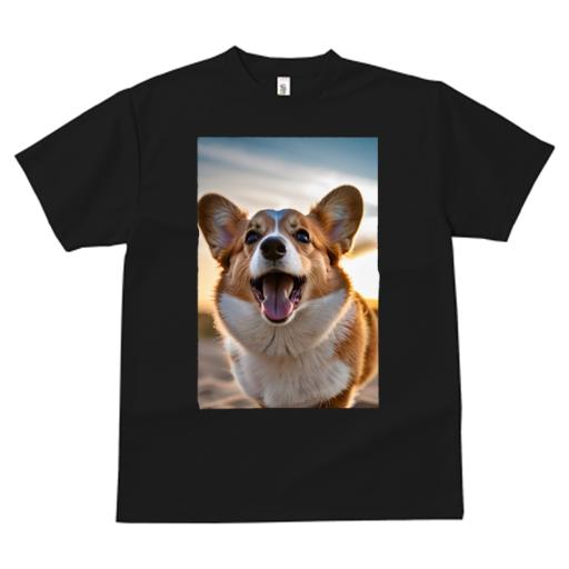ブルー：青ホワイト：白ベージュ：茶色イエロー：黄色ライトピンク：桃色オートミール：グレー：灰 プリント クルーネック 大人カジュアル ペアTシャツ 親子ペアルック アニマル柄 ダンス 練習 運動 40代 30代 50代笑顔 コーギー かわいい ペット 犬好き 動物好き おもしろい 癒し 愛犬