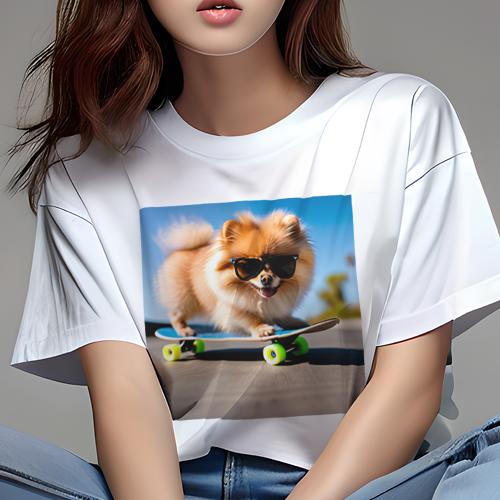 Tシャツ レディース 犬ファン 半袖 春夏 犬柄 プリント カジュアル かわいい 人間用 フィットネス ダン..