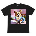 Tシャツ メンズ キッズ 犬ファン 半袖 春夏 犬柄 プリント カジュアル かわいい 人間用 フィットネス ダンス ギンガムチェック コーギー ワンピース