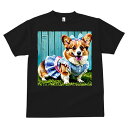 Tシャツ メンズ キッズ 犬ファン 半袖 春夏 犬柄 プリント カジュアル かわいい 人間用 フィットネス ダンス ワンピース コーギー リボン 芝生 フェンス