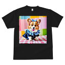 Tシャツ メンズ キッズ 犬ファン 半袖 春夏 犬柄 プリント カジュアル かわいい 人間用 フィットネス ダンス リボン コーギー ワンピース チェック柄