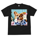 Tシャツ メンズ キッズ 犬ファン 半袖 春夏 犬柄 プリント カジュアル かわいい 人間用 フィットネス ダンス チェック柄 コーギー ワンピース