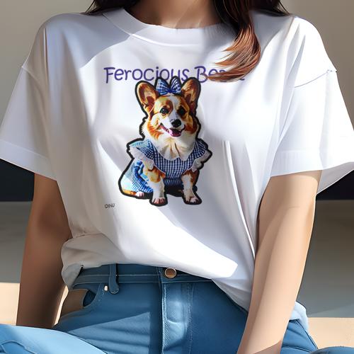 Tシャツ レディース 犬ファン 半袖 春夏 犬柄 プリント カジュアル かわいい 人間用 フィットネス ダンス ワンピース コーギー リボン