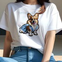 Tシャツ レディース 犬ファン 半袖 春夏 犬柄 プリント カジュアル かわいい 人間用 フィットネス ダンス ワンピース コーギー