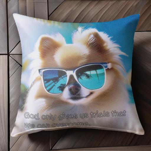 サングラス ポメラニアン ビーチ クッションカバー 45×45cm アニマル柄 おしゃれ 可愛い クッション本..