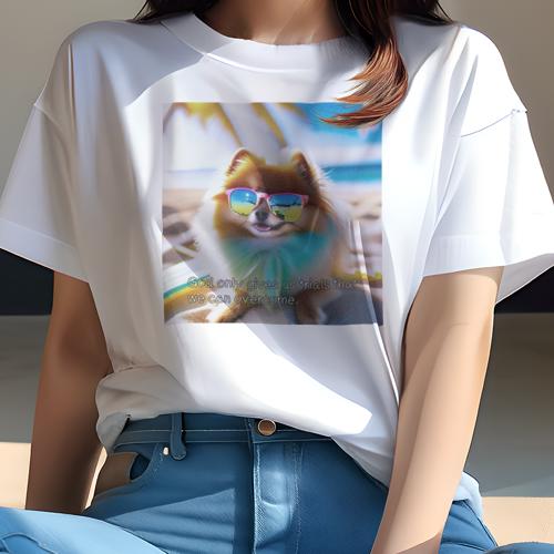 Tシャツ レディース 犬ファン 半袖 春夏 犬柄 プリント カジュアル かわいい 人間用 フィットネス ダンス サングラス ポメラニアン ビーチ Tシャツ レディース 犬ファン 半袖 春夏 犬柄 プリント カジュアル かわいい 人間用 フィットネス ダンス サングラス ポメラニアン ビーチ