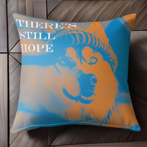 ニット帽 シベリアンハスキー マフラー クッションカバー 45×45cm アニマル柄 おしゃれ 可愛い クッション本体付き 正方形 犬ファン