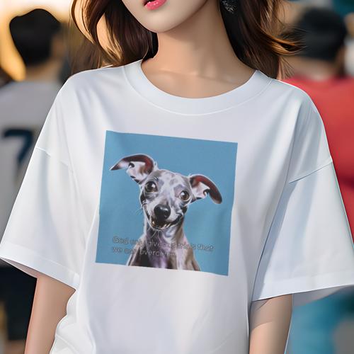 Tシャツ レディース 犬ファン 半袖 春夏 犬柄 プリント カジュアル かわいい 人間用 フィットネス ダンス イタリアングレーハウンド