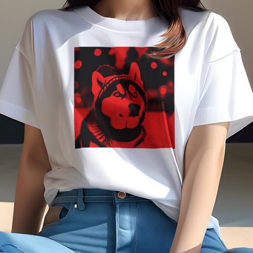 Tシャツ レディース 犬ファン 半袖 春夏 犬柄 プリント カジュアル かわいい 人間用 フィットネス ダンス 帽子 シベリアンハスキー 冬