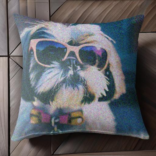 サングラス シーズー クッションカバー 45×45cm アニマル柄 おしゃれ 可愛い クッション本体付き 正方..