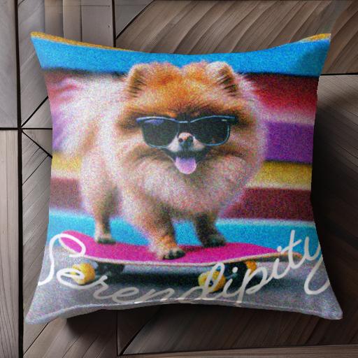 スケートボード ポメラニアン サングラス クッションカバー 45×45cm アニマル柄 おしゃれ 可愛い クッ..
