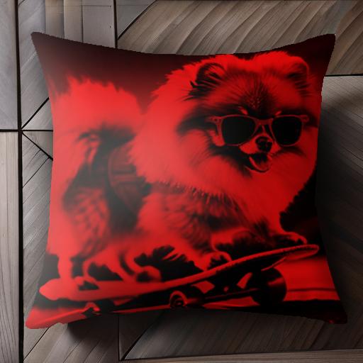 スケートボード ポメラニアン サングラス クッションカバー 45×45cm アニマル柄 おしゃれ 可愛い クッ..