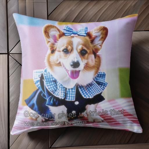 リボン コーギー ワンピース クッションカバー 45×45cm アニマル柄 おしゃれ 可愛い クッション本体付..