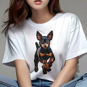 Tシャツ レディース 犬ファン 半袖 春夏 犬柄 プリント カジュアル かわいい 人間用 フィットネス ダンス ミニチュアピンシャー(4)