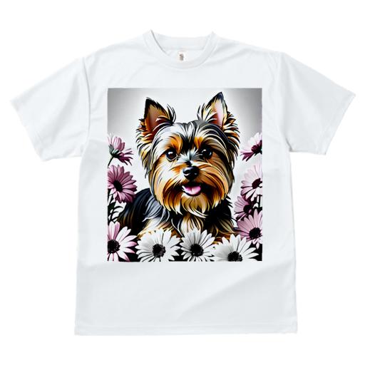 Tシャツ レディース 犬ファン 半袖 春夏 犬柄 プリント カジュアル かわいい 人間用 フィットネス ダンス 花 ヨークシャーテリア デージー