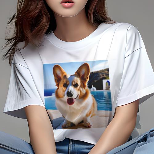Tシャツ レディース 犬ファン 半袖 春夏 犬柄 プリント カジュアル かわいい 人間用 フィットネス ダン..