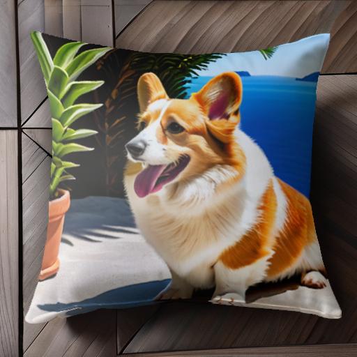 観葉植物 コーギー 海 クッションカバー 45×45cm アニマル柄 おしゃれ 可愛い クッション本体付き 正方..