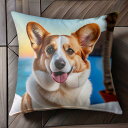 海 コーギー ヤシの木 夕焼け クッションカバー 45×45cm アニマル柄 おしゃれ 可愛い クッション本体付き 正方形 犬ファン