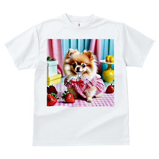 Tシャツ レディース 犬ファン 半袖 春夏 犬柄 プリント カジュアル かわいい 人間用 フィットネス ダンス イチゴ ポメラニアン チェック柄 プレゼント スイーツ