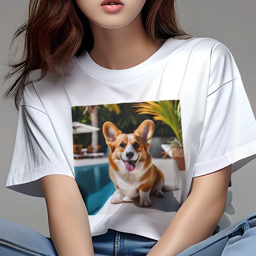 Tシャツ レディース 犬ファン 半袖 春夏 犬柄 プリント カジュアル かわいい 人間用 フィットネス ダン..