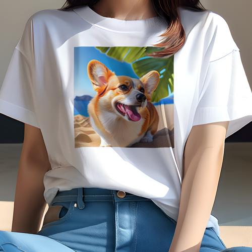 Tシャツ レディース 犬ファン 半袖 春夏 犬柄 プリント カジュアル かわいい 人間用 フィットネス ダンス ビーチ コーギー 夏 休暇 海 Tシャツ レディース 犬ファン 半袖 春夏 犬柄 プリント カジュアル かわいい 人間用 フィットネス ダンス ビーチ コーギー 夏 休暇 海