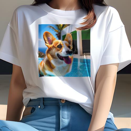 Tシャツ レディース 犬ファン 半袖 春夏 犬柄 プリント カジュアル かわいい 人間用 フィットネス ダン..