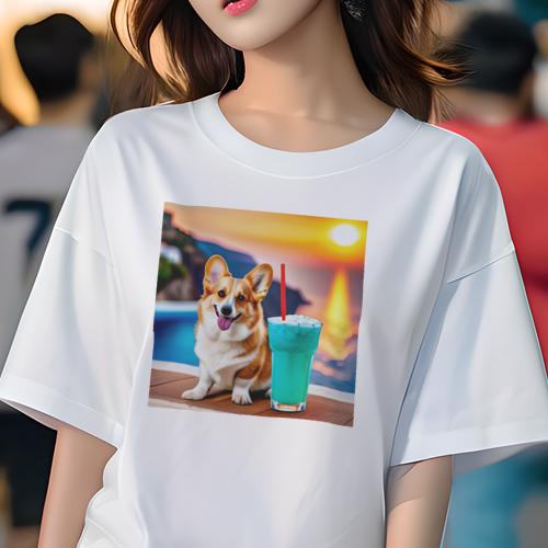 Tシャツ レディース 犬ファン 半袖 春夏 犬柄 プリント カジュアル かわいい 人間用 フィットネス ダン..